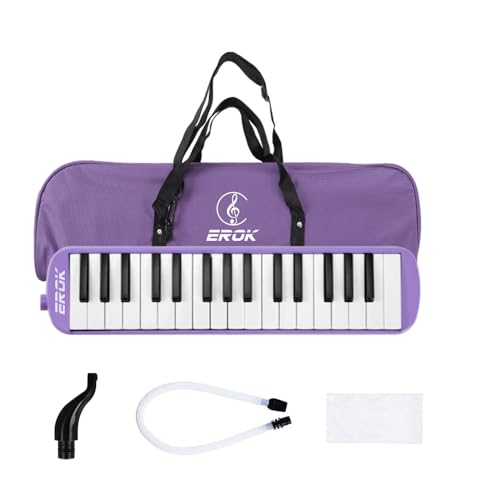 EROK 32 Keys Melodica Keyboard Instrument - Portable with Carrying Bag, Ideal for Beginners & Adults Gift (Purple)