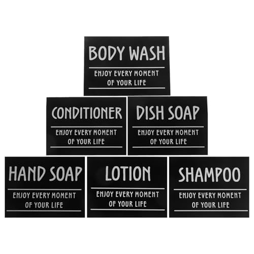 Alipis 1 Set Waterproof Bathroom Labels Non Slip Bath Stickers Self-Adhesive Shampoo Sub-Bottle Stickers Easy Sorting Minimalist Design