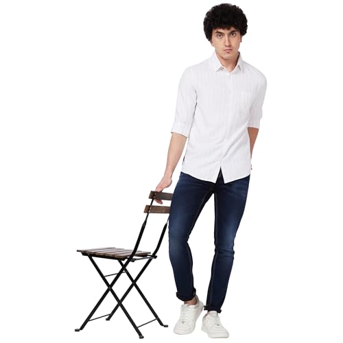 Image of Spykar Men's Regular Fit N /A Full Sleeve Striped Casual Shirts