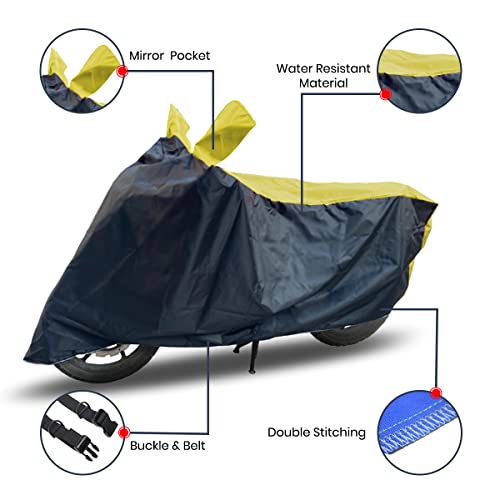 Image of All Weather Protection Scooty Cover for Activa 5G Large - Anti UV - Dustproof - Polyester Top of The Line Scooty Cover Black Yellow