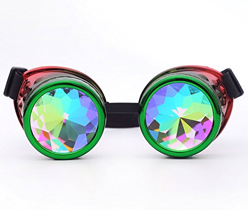 ZAIQUN - Gafas de sol con caleidoscopio Steampunk Rave Rainbow Crystal