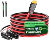 Bateria Power 10 Feet Solar to XT60 Extension Cable, 12AWG Solar Panel Connector to XT60 Charge Adapter for Connecting to Portable Power Station, RV, EcoFlow, Anker, BLUETTI & Generator
