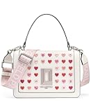 KARL LAGERFELD Women's Simone Top Zip Pins Crossbody, White/Lotus, One Size