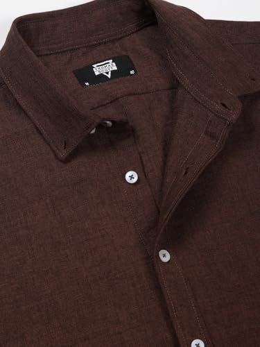Image of Thomas Scott Men's | Solid | Textured Fabric | Full Sleeve | Slim Fit | Polyester-Blend | Spread Collar | Casual Shirt