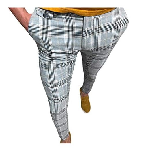Holywin Pantalon imprimé à Carreaux Homme Pantalon décontracté à Taille élastique avec Cordon de Serrage