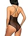ADOME Women One Piece Lingerie Lace Fishnet Teddy Lace Bodysuits Mesh Babydoll Black M