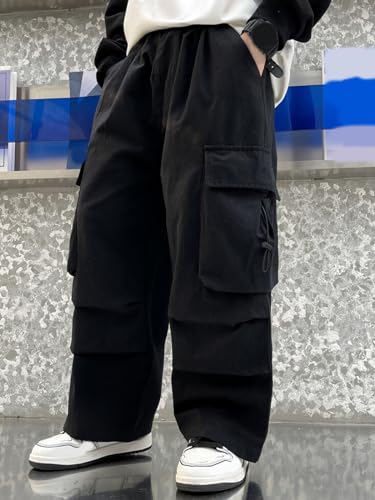 SANGTREE Boy's Casual Baggy Cargo Pants, High Elastic Waist Drawstring Pants for Teen Boys4