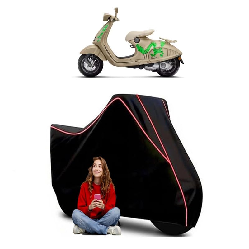 Image of 946 Dragon Scooty Bike Cover Water Resistant Outdoor Use Universal Fit Scooters Motorcycles Heavy Duty UV Protection Dust Rain Scratch Resistant Elastic Bottom Black Blue Piping