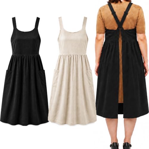 Uaussi Cotton Linen Apron Cross Back Work Apron...