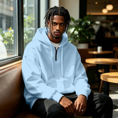 Fleece Hoodie Men Quarter Zip Fleece Lined Pullover Sweatshirt Sweat Shirt - image 4