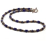 Generisch Lapis Lazuli Halskette – Handgefertigte Naturstein-Kette im rustikalen Unisex Design – Boho Schmuck für Damen & Herren – Geschenkbox inklusive