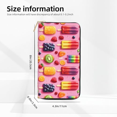 Wallet Women - Fruit Ice Cream Print Leather Wallet Large Capacity Bifold Long Ladies Wallets With Zipper2