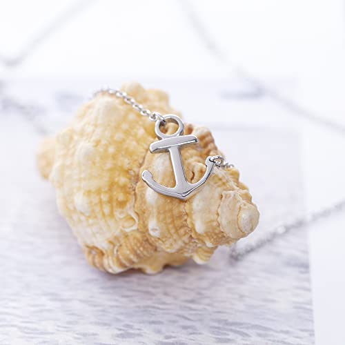 Elbluvf Stainless Steel Sideways Anchor Necklace For Women (18) #TOP1