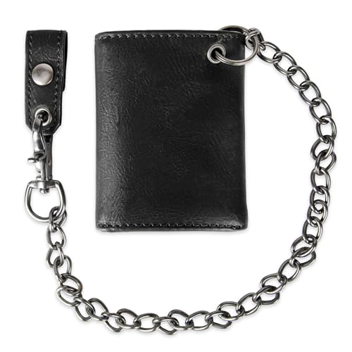 Image of Levi's Men's RFID Trifold Wallet-Sleek and Slim Includes ID Window and Credit Card Holder, Black Chain, One Size