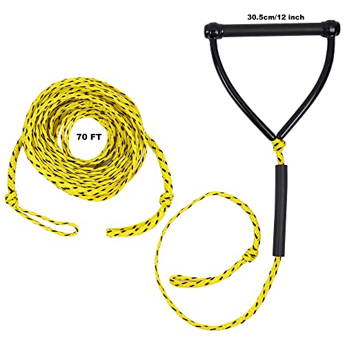 Water Sport Lines, Waterski Ropes Nbr Handle 75 Foot 1- Section Boat Wakeboard Water Sports Tow Rope, Yellow & Black #TOP1