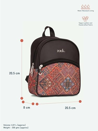Image of ZOUK Dalila Mini Daypack | Stylish Small Backpack for Women | Compact | Bag for Girls | Daily College Use | Travel Day Pack | Vegan Leather | Handcrafted | Water-Resistant