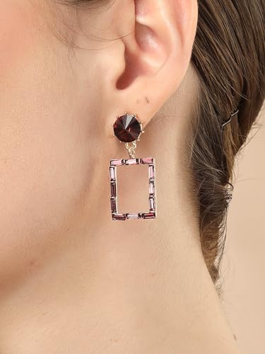 Image of KARATCART Gold-Plated Contemporary Brown Drop Earrings for Women (33038548)