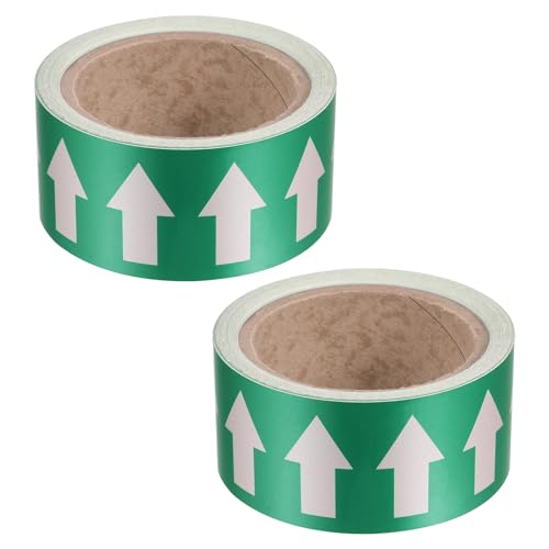 PATIKIL Flujo Flecha Cinta 2 Rollos Polietileno Tuberías Marcaje Etiquetas con Franja Reflectante impermeable para Tubos Flujo Identificación Direccional 2" x 33
