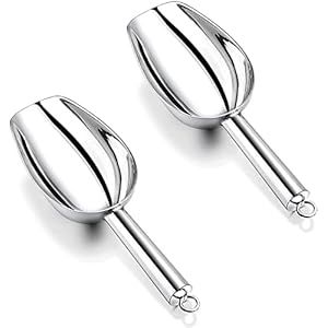 Eisschaufel 2er Set, Joyfair Edelstahl Abwiegeschaufel Mehlschaufel Futterschaufel Sackschaufel Abfüllschaufel für Küche/Bar/Buffet/Party/Garten, Vielseitig, Rostfrei & Spülmaschinenfest – 148ml