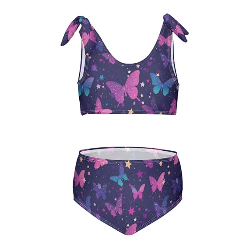 Wusikd Butterflies Girls Swimsuits Two Piece Purple Pink Swimwear Bikini Set for for Girls Size 3T