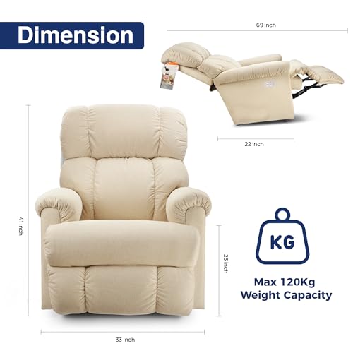 Image of LA Z BOY American Imported Pinnacle Single Seater Auto Motorized I-Clean Fabric Reclina Way Recliner Sofa | Premium Iconic Comfort Home Design | Living Room Relax Seating Chair | I Waverly Linen