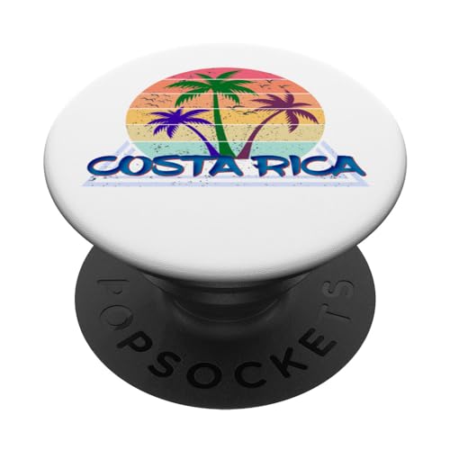 Costa Rica Palm Trees Cocktail Resort Souvenir Beach Life PopSockets Swappable PopGrip, Black