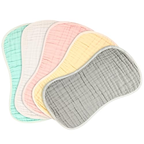 Image of MUKIN Baby Burp Cloths and Burping Cloths,Soft Absorbent for Boys Girls,5 Pack Cotton Newborn Burp Bibs face Cloths (Multicolored)