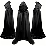 TOPTHEROAD Disfraz Halloween Mujer, 130 150 170CM Brujia Capa con Capucha, Disfraz Peste Negra para Adultos y Niños para...