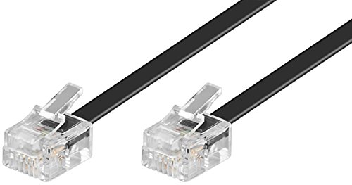 Goobay 50318 Modularanschlusskabel, Telefonkabel, RJ11 Stecker (6P4C) auf RJ11 Stecker (6P4C), schwarz, 6m