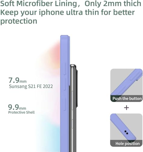 Image of DIZORO Liquid Silicone Gel Rubber Shockproof Soft Microfiber Cloth Lining Cushion Cover Compatible for Samsung Galaxy S21 6.2inches (Purple)