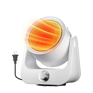 Calentadores eléctricos para uso en interiores, oscilación ilimitada de 100°, calentamiento instantáneo 2S, 1500 W, protección contra sobrecalentamiento, 2 modos de calefacción y ventilador