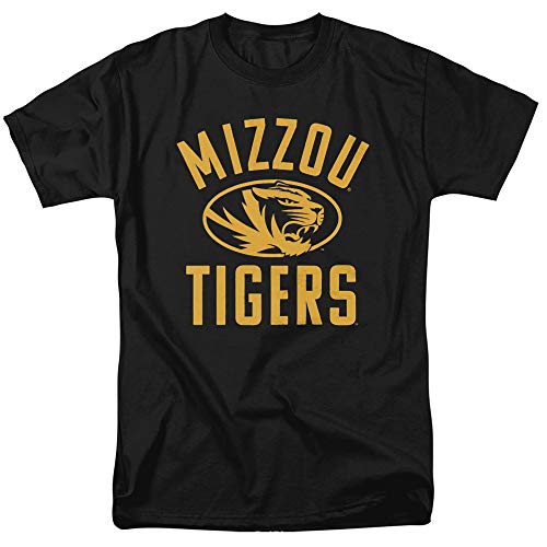 University of Missouri Mizzou Official One Color Mizzou Tigers Logo Unisex Adult T-Shirt, Black, X-Large