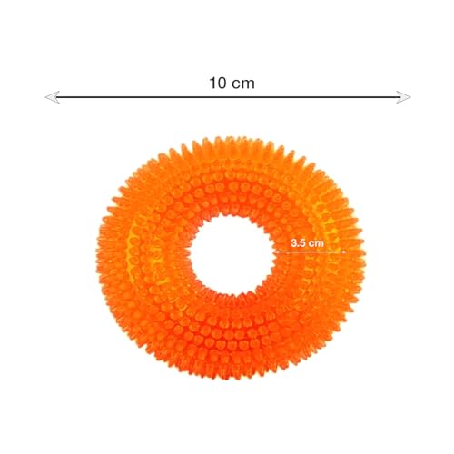 Image of Squeaky Ring Toy|Non- Toxic and Durable Squeaky Ring Shaped Ring Toy |Soft Natural Rubber Toy for Chewing and Dentle Cleaning (Orange, Size Small)