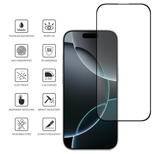 Image of amazon basics Tempered Glass Screen Protector Compatible with iPhone 17 Pro Max Transparent Protective Film [Clear HD]