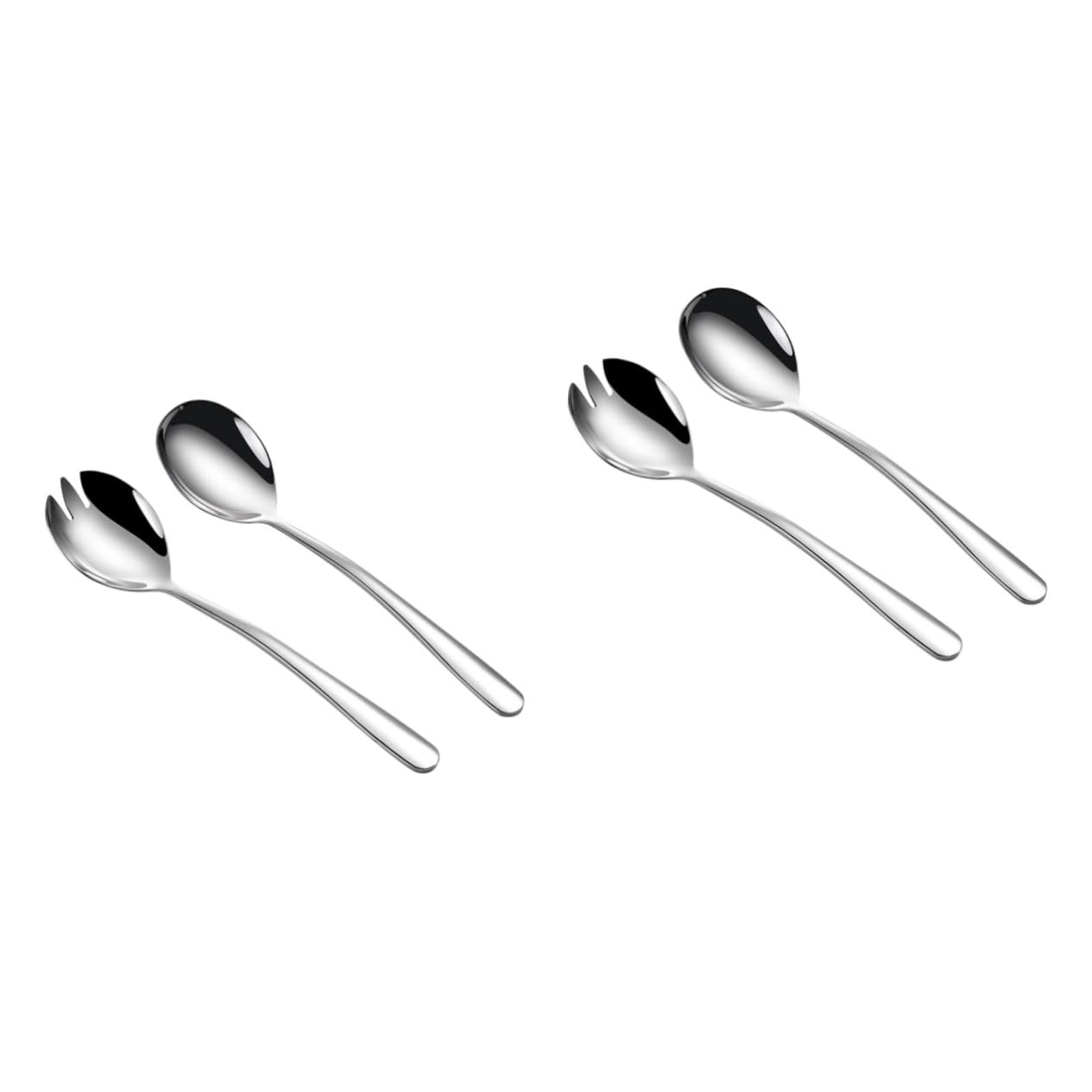 Cabilock 2 Sets Stainless Steel Salad Server Salad Spoon Fork Mirror Polished Easy to Clean Stylish Serving Utensils