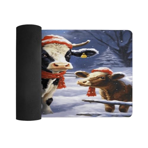 Christmas Snow Cow Desk Pad con Base de Goma Grande 60x30 cm miniatura 3