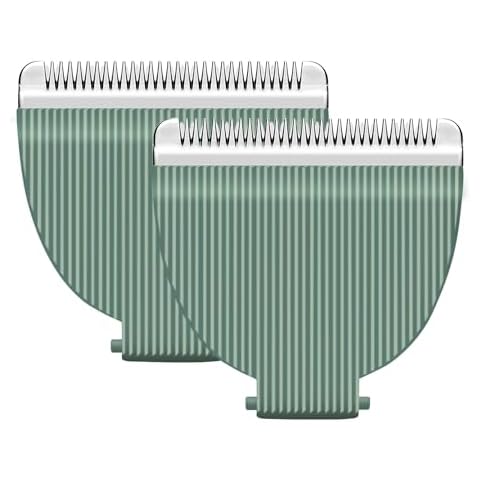 Audoc 2pcs Replacement Blades for Meridian Trimmer,Hygienic Ceramic Hair Replacement Blades for Meridian Body Trimmer (Onyx & Sage),Green Cover