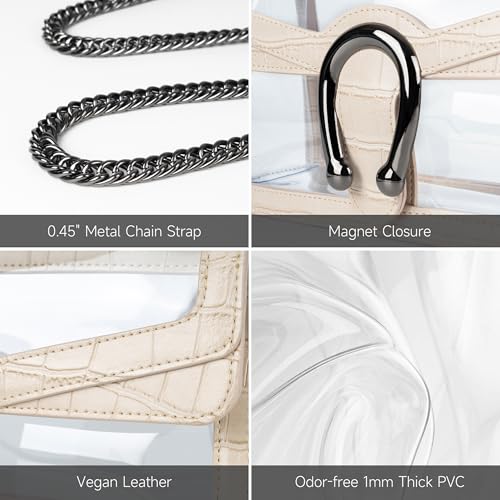 Image of Joryin Women's Stadium Approved Crossbody Bag for Women, Small Clear Bag Shoudler Purse with Chain Strap