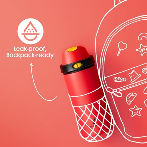 Image of 18 oz Kids Water Bottle for Sports: Meoky 18 oz Stainless Steel Insulated Water Bottle with 2-in-1 Straw and Spout Lid - Leak Proof, Cold for 24 Hours, BPA-Free for Teens Boys Girls, Heroic Red