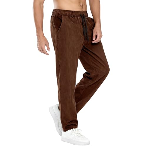 Pantalon en velours côtelé ample et décontracté à rayures pour homme