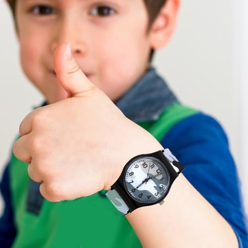 Kinder- Armbanduhr, analog, wasserdicht, Camouflage, Quarz, für Kinder, Sport, Outdoor, Timepiece, lustiges Lernwerkzeug für Studenten, ideal zum Lernen von Zeitskillen, grau, Se référer au-2