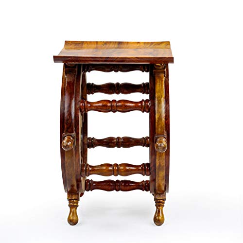 Nagina International Wooden Ship Wheel Home Decor Table | Pirate's Antique Brass Hub Motiff (18 Inches) - Image 4