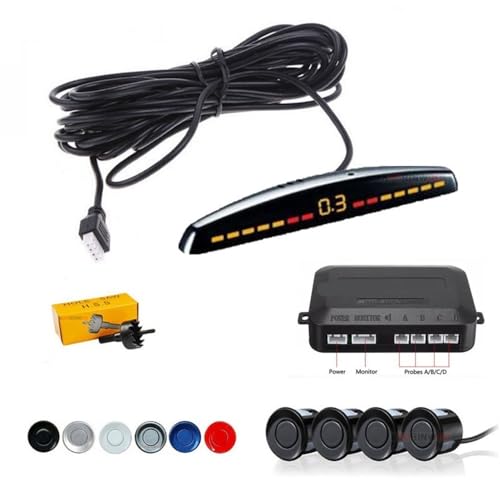 Radar cofania Elektromagnetyczny czujnik parkowania samochodu 4 radar cofania alarm dźwiękowy sonda 12 V Parktronic czarny czerwony radar cofania parkingu samochodowego (szary)