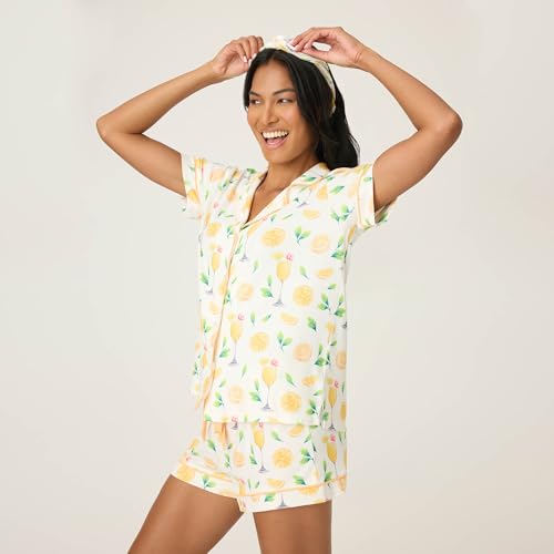 P.J. Salvage Women's Mimosa Me 2-Piece Short-Sleeve Notch Collar Pajama Set with Headband2