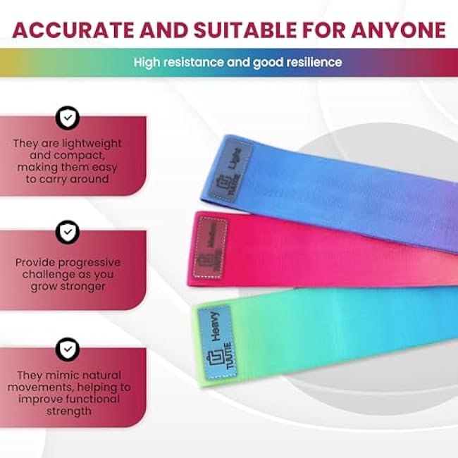 Non-Slip Resistance Bands - Durable Fabric Exercise Bands for Glute Workouts - Lightweight & Compact with 3 Levels - Resistance Bands for Working Out - No Equipment Needed