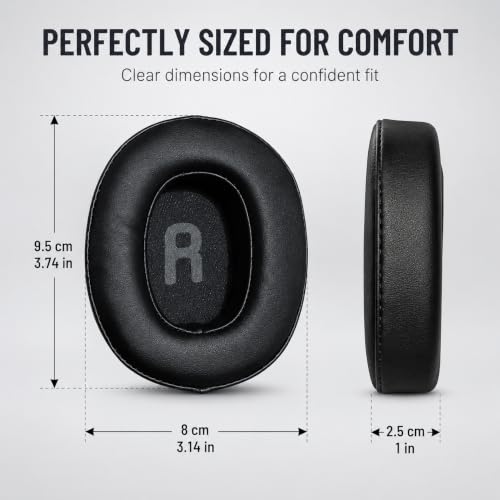 Image of Street27 Replacement Earpads Compatible with JBL Tune 700BT, 710BT, 720BT, 750BT, 750BTNC, 760NC & 770NC Headphones, Memory Foam Protein Leather Ear Cushions, Black