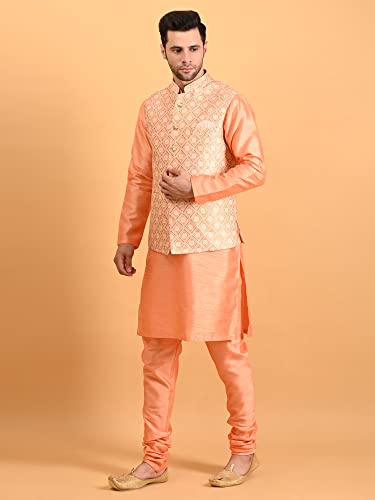 Image of Uri and MacKenzie Men's Silk Blend Kurta Pajama with Designer Ethnic Nehru Jacket /Modi Jacket