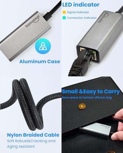 Image of 2.5G USB Ethernet Adapter 2-in-1, Aluminum Fast USB-C&USB-A to RJ45 Network Adapter Compatible with Laptop /PC, Windows, Mac, Linux,Plug & Play