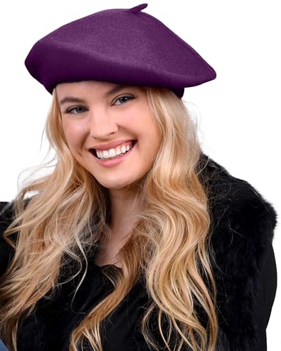 Image of Parquet Solid Color French Beret Hat. Classic French, Casual and Chic Lightweight Cap for Women