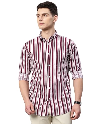Image of Majestic Man Men's Standard Slim Fit Striped Pure Cotton Casual Shirt